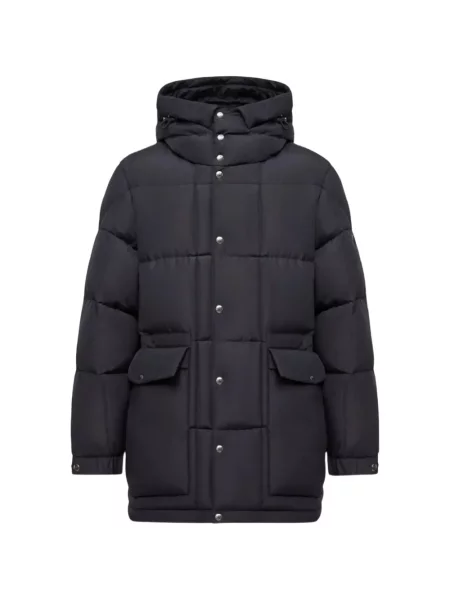 Długa kurtka puchowa Moncler z kapturem czarna