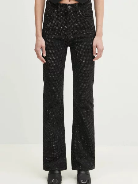 Fiorucci jeans Rhinestone Flared femei high waist negru