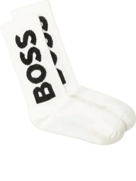 BOSS BLACK Șosete QS Rib Logo CC alb