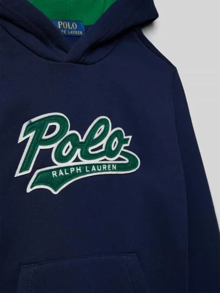 Bluza z kapturem z wyhaftowanym logo Polo Ralph Lauren Teens granatowa