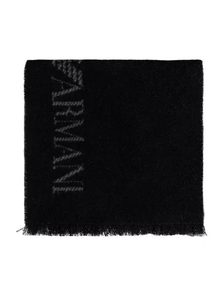 Szal Emporio Armani z kaszmiru z logo czarna