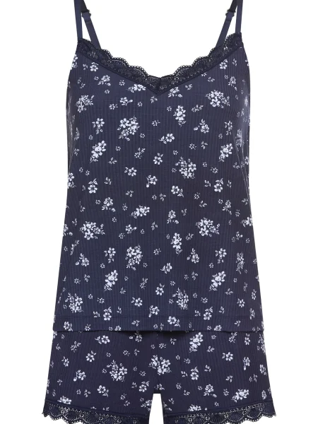 LASCANA Pijama albastru / vin roșu