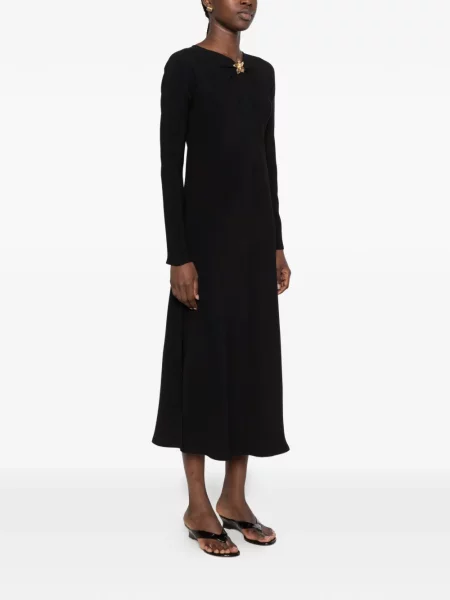 Rochie Forte_forte cu model floral cu volane negru