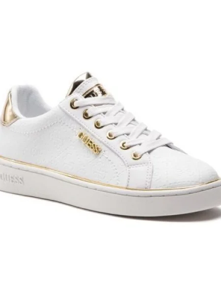 Sneakerși Guess din piele alb
