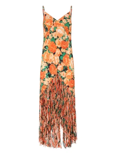 Rochie florală Pinko cu franjuri cu model floral portocaliu