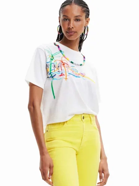 Tricou Desigual scurt alb