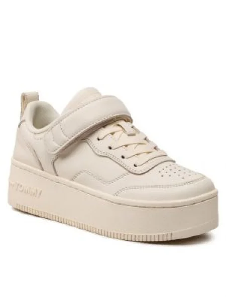 Sneakerși Tommy Jeans cu dungi bej