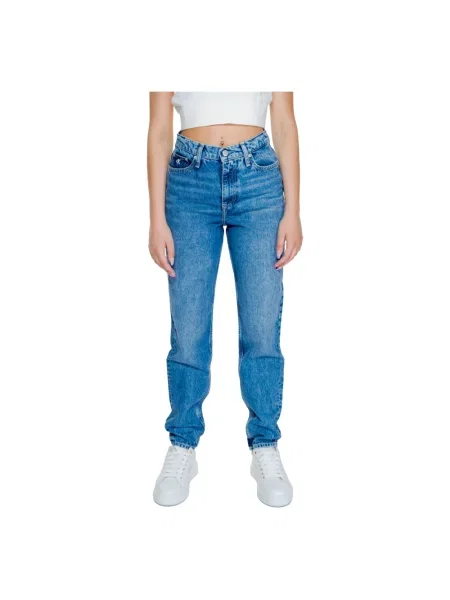 Jeansy Calvin Klein Jeans z wysoką talią retro niebieskie