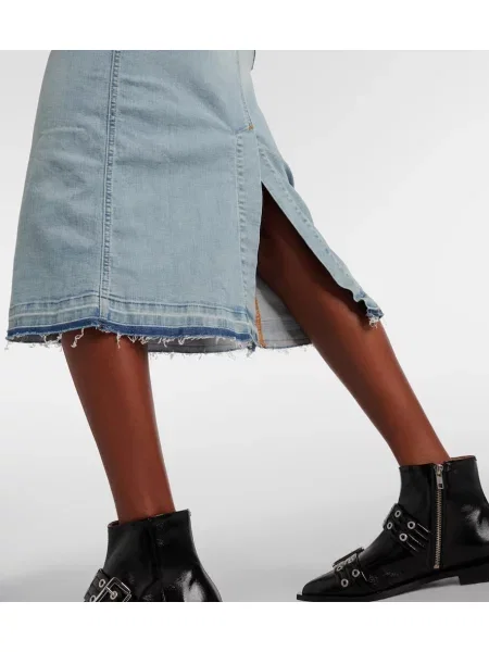 Rochie din denim Ganni până la genunchi de costum albastru