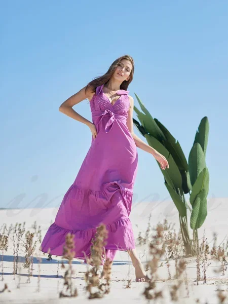 Летний длинный сарафан из помаранчевий