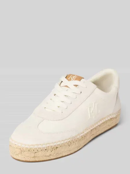 Sneakersy z mieszanki skóry i tkaniny model ‘LUIZE’ Lauren Ralph Lauren białe