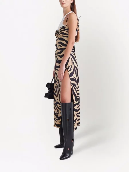 Długa sukienka maxi Off-white w zebrę garniturowa biała