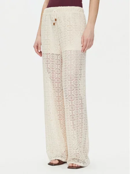 Vero Moda Spodnie materiałowe Maya Beżowy Wide Leg białe