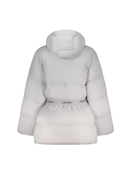 Kurtka Calvin Klein z kapturem z długim rękawem fioletowa