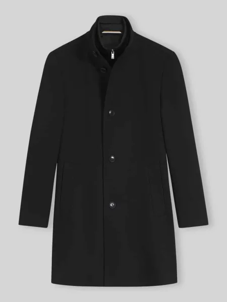Płaszcz o kroju slim fit z fakturowanym wzorem model ‘HYDE’ Boss czarny