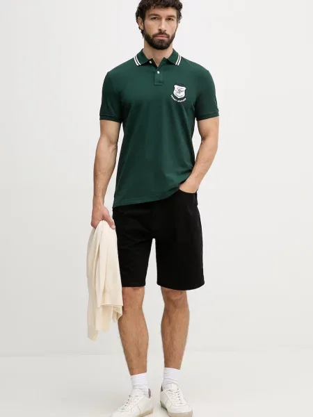 Tommy Hilfiger polo tričko pánske s bavlnou zelená