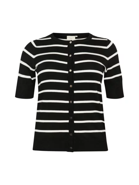 Sweter Kaffe Curve w paski z krótkim rękawem czarny