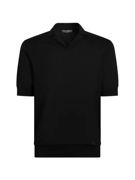 Tricou polo Dolce & Gabbana de mătase negru