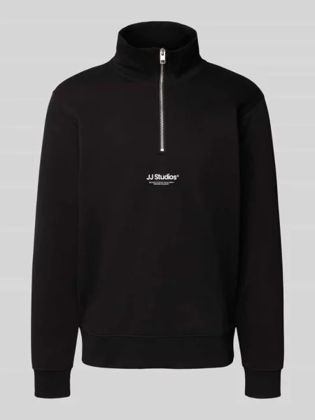 Bluza z kołnierzem model ‘SOHO’ Jack & Jones czarna