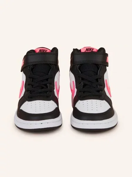 Nike Vysoké Sneakersy Court Borough Mid 2 černá/ bílá/ neonově růžová bílé