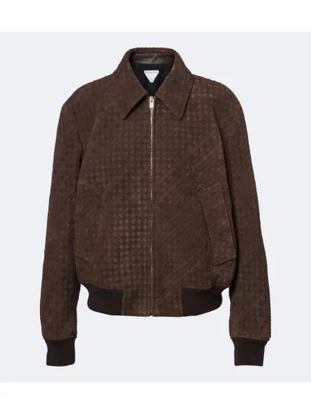 Geacă Bottega Veneta din piele de căprioară maro
