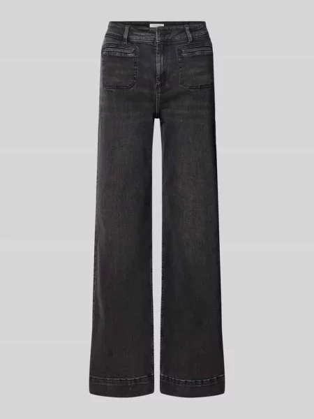 Jeansy o rozkloszowanym kroju z mieszanki bawełny z lamowanymi Christian Berg Woman czarne