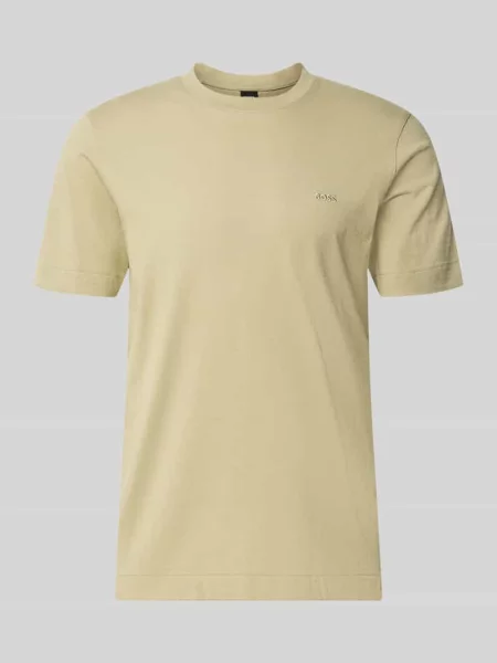 T-shirt o kroju regular fit z czystej bawełny model Thompson' Boss beżowa