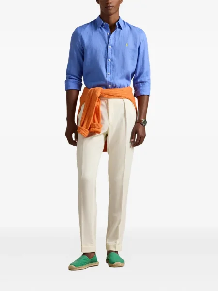 Dlouhá pruhovaná s límcem kšiltovka Polo Ralph Lauren modrá