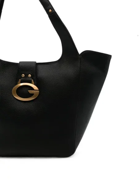 Kožená shopper kabelka Guess s autogramem černá