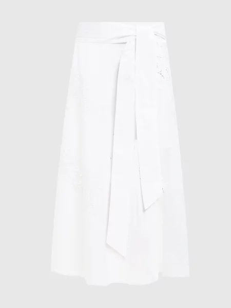 Спідниця міді з вишивкою Twinset біла