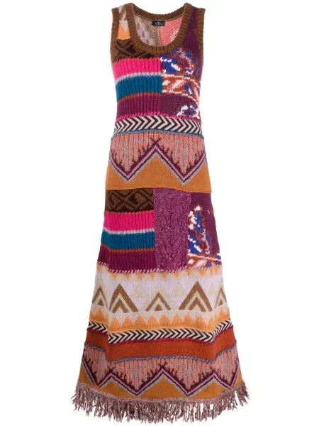 Rochie maxi Etro tricotate lungă de costum maro