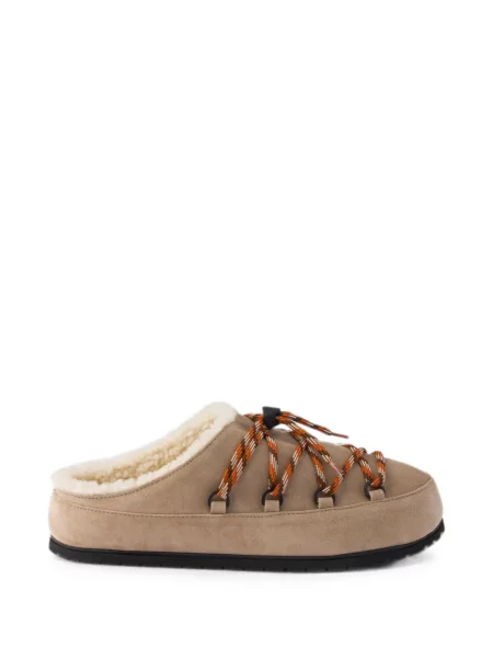 Papuci tip mules Prada din piele de căprioară