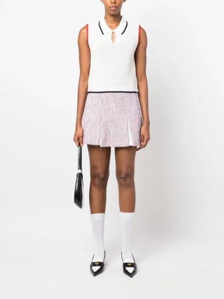 Plisuotas plisuotas sijonas Thom Browne tvido balta
