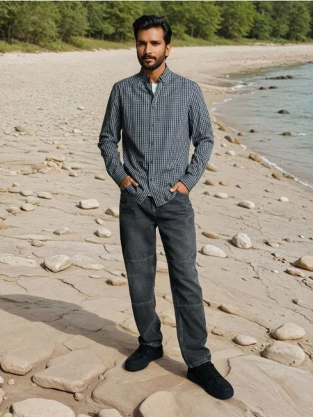 Sinsay koszula w kratę szary