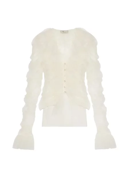 Bluză Blumarine cu volane din tul alb