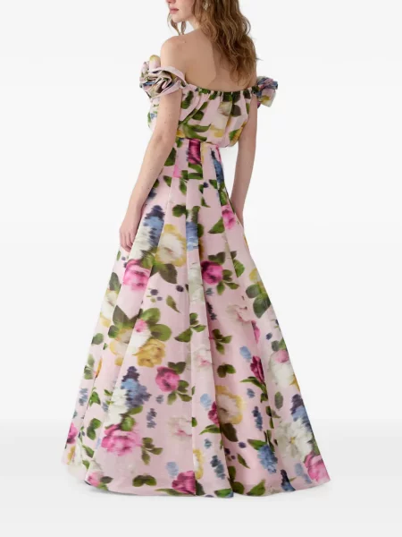 Φλοράλ παντελόνι Carolina Herrera με σχέδιο ροζ