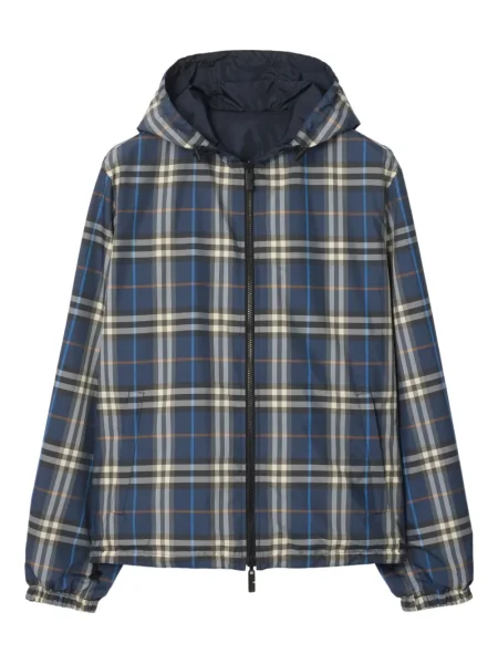 Geacă Burberry în carouri cu glugă albastru