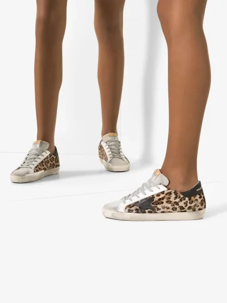 Sneakersy Golden Goose Superstar z nadrukiem w panterkę złote