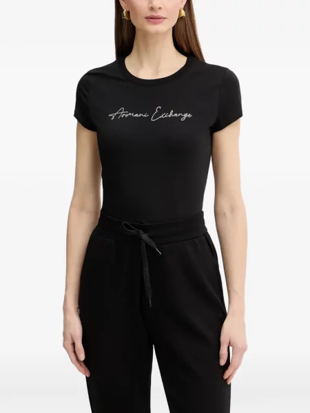 Tricou Armani Exchange cu autograf negru