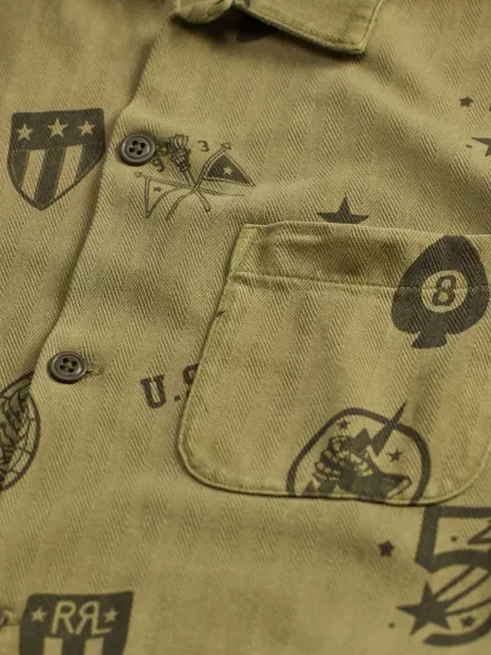 Къс графичен риза Ralph Lauren Rrl с принт зелено