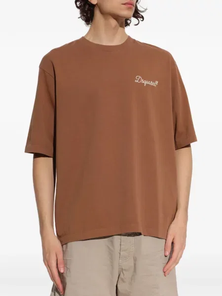 Tricou Dsquared2 cu broderie maro