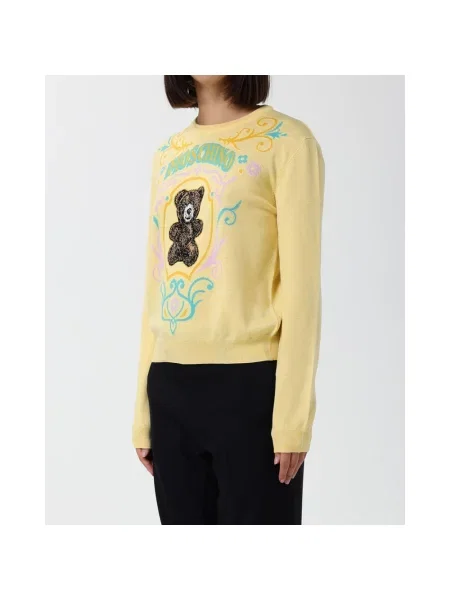 Sweter Moschino wełniany żółty
