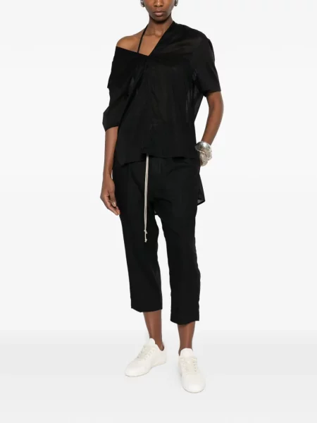 Top Rick Owens cu decolteu în V scurt negru