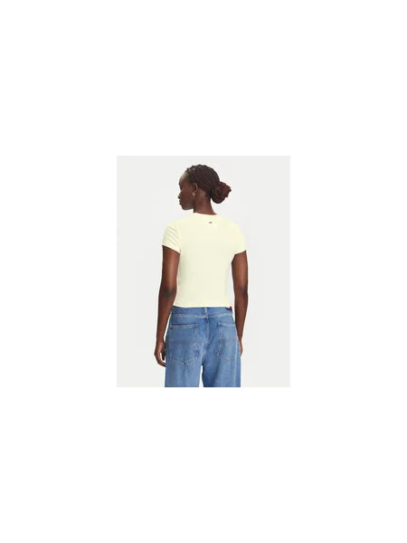 Tommy Jeans T-shirt Krem Slim Fit