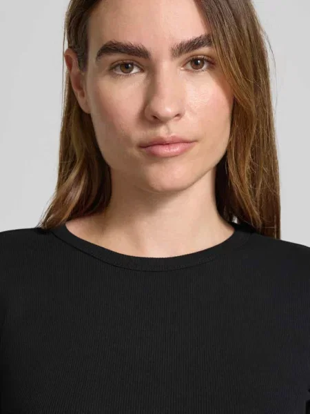 Bluzka z długim rękawem o kroju slim fit z mieszanki bawełny model CHLOE' Vero Moda czarna