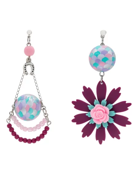 Cercei Amir Slama cu model floral violet