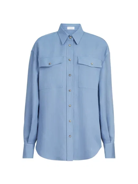 Cămașă Brunello Cucinelli de in albastru