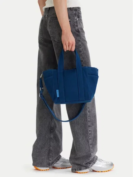 Calvin Klein Дамска чанта Webbing Strap Canvas Small Tote син