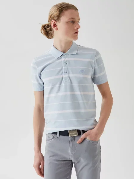 Поло Lacoste голубое