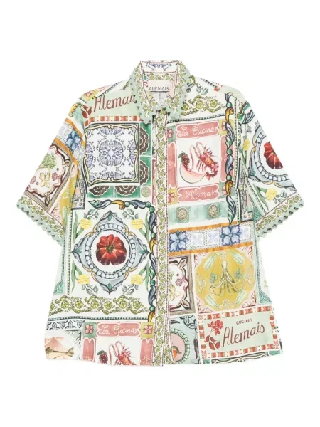 Cămașă Alemais cu imagine verde